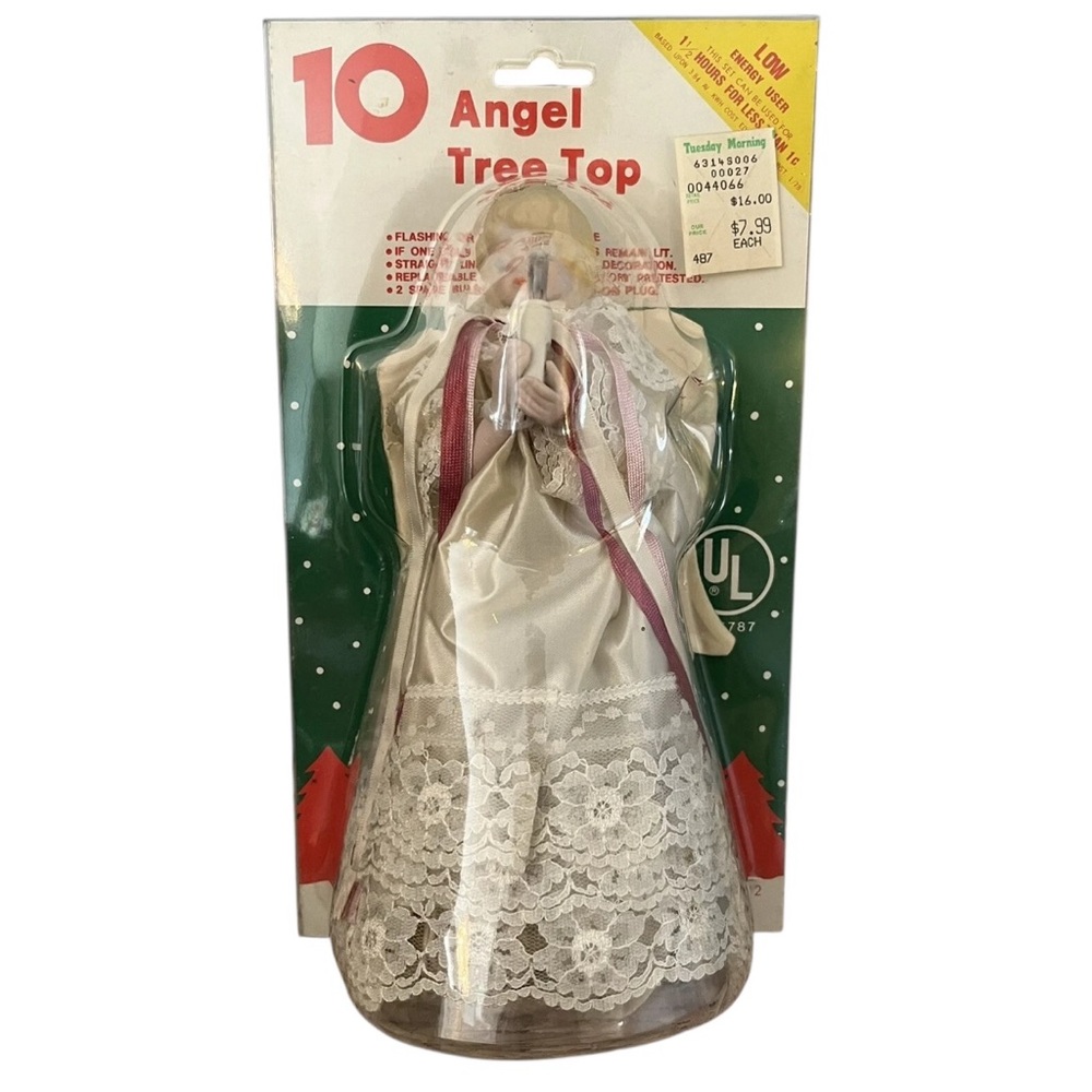 NIB Vintage 10 Light Lighted Christmas 9" Angel Tree Top‎ Topper Holiday